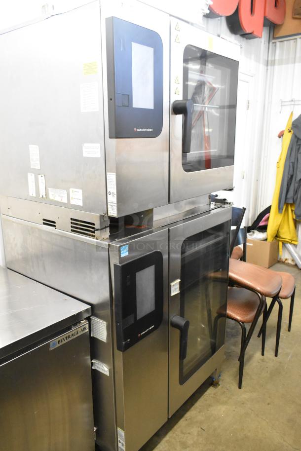 Two Convotherm C4 eT 6.10ES stainless steel commercial electric combi convection ovens, 240 volts, 3 phase, in good condition.