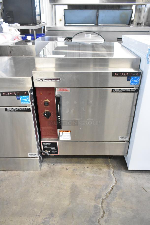 Southbend ALTAIR II-4-SB stainless steel electric steam cabinet, single deck, 208V, 3-phase, Energy Star label.