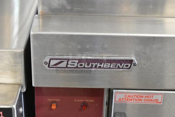 Southbend ALTAIR II-4-SB stainless steel steam cabinet, electric powered, single deck, 208V, 3 phase, with caution markings.