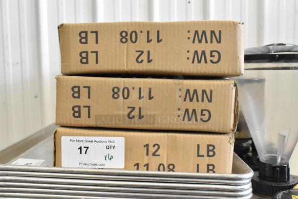 Six brand new scratch and dent boxes of 4 CT-5 MT10 commercial casters. Each box labeled 12 LB, 11.08 NW, 11.80 GW. Auction Qty 17.