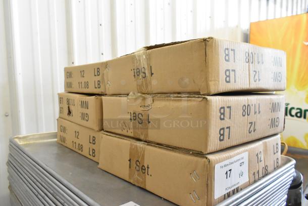 Six boxes of 4 CT-5 MT10 Commercial Casters, brand new with minor scratches and dents. Each box labeled 12 LB.
