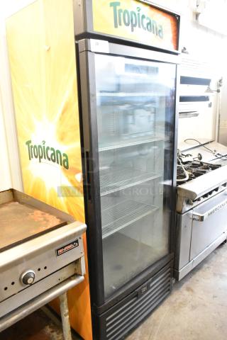 IDW G-26-C334B-HC metal commercial cooler, single glass door, Tropicana branding, poly-coated racks, 115V.