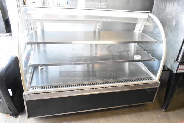 Turbo Air TD-5R commercial deli display case, metal finish, 115 volts, 1 phase, features glass front and shelves, used condition.