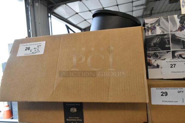 Lot of various items including 2 credit card readers, 6 wireless call discs, hard drive; boxes with tags from pciauctions.com.