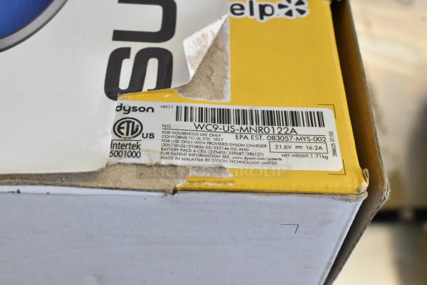 IN ORIGINAL BOX! Dyson V7 Car and Boat Hand Vacuum, label shows model WC9-US-MNR0122A, 21.6V, made in Malaysia.