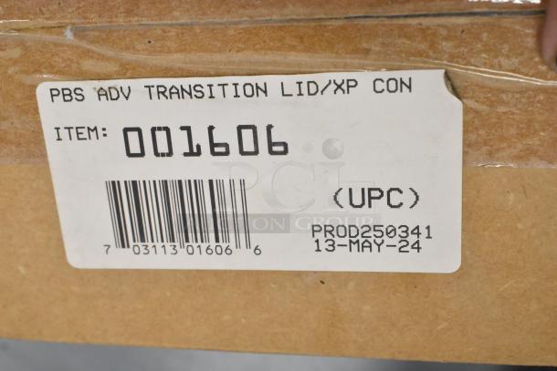 5 VitaMix Transition Lids in original box with label "PBS ADV Transition Lid/XP CON, Item: 001606, UPC: 703113016066."