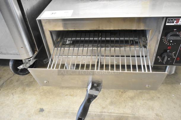 2022 Benchmark USA 54012 stainless steel countertop pizza oven, electric, 120V, features temperature dials, excellent condition.