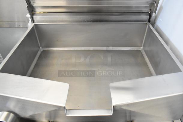 Vulcan commercial braising pan, stainless steel, floor style, with commercial casters. Clean condition, spacious interior.