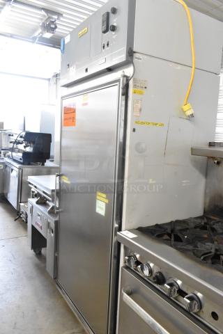 Thermo 3920 Metal Environmental Chamber Incubator, single door, commercial, 120 volts, 1 phase, visible biohazard warning.