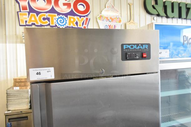 Polar GE004 Stainless Steel Commercial Cooler with poly-coated racks, on casters. Model GE004, 115V, 1 Phase.
