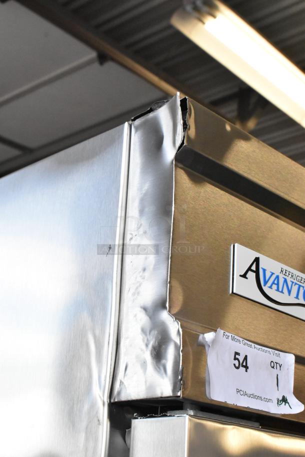 BRAND NEW Avantco 178SS3RHC 3 Door Cooler, stainless steel, scratch and dent, 115V, 1 phase, with poly coated racks.