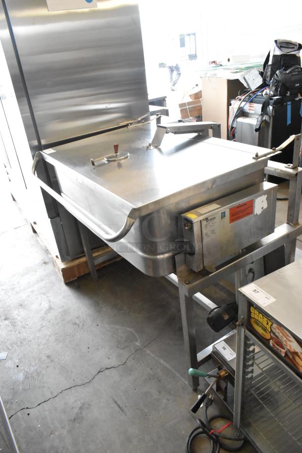 Groen NFPC-4 stainless steel 40-gallon commercial braising pan, floor style, 208 volts, 3 phase, good condition.