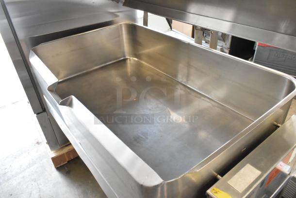 Groen NFPC-4 stainless steel 40-gallon braising pan, floor style, 208 volts, 3 phase, excellent condition.