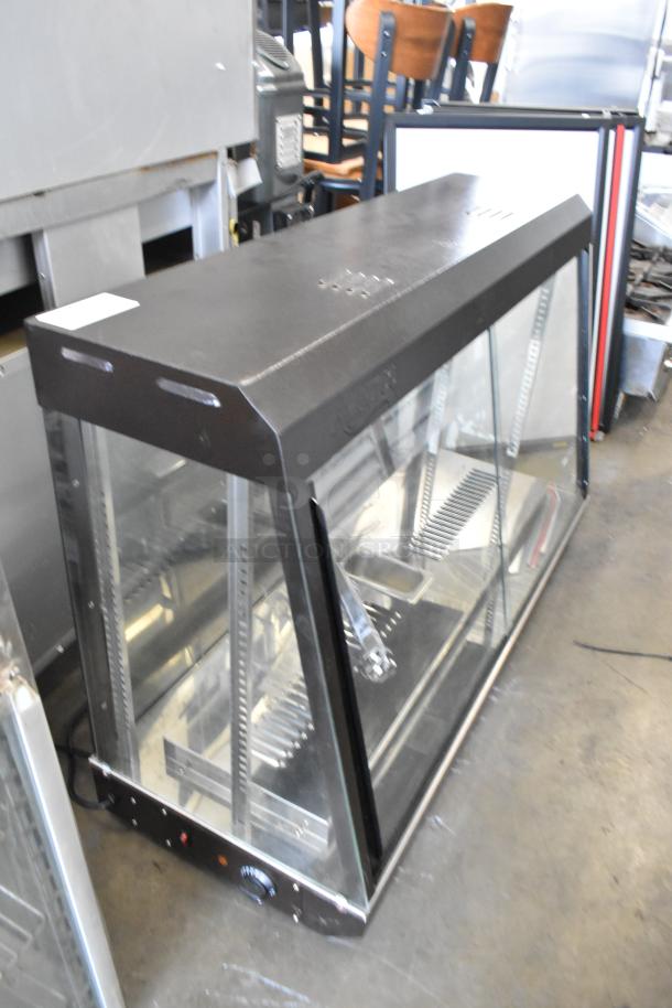 2023 Avantco 177HDC48 metal commercial countertop heated display case, 120 volts, 1 phase, with glass panels.