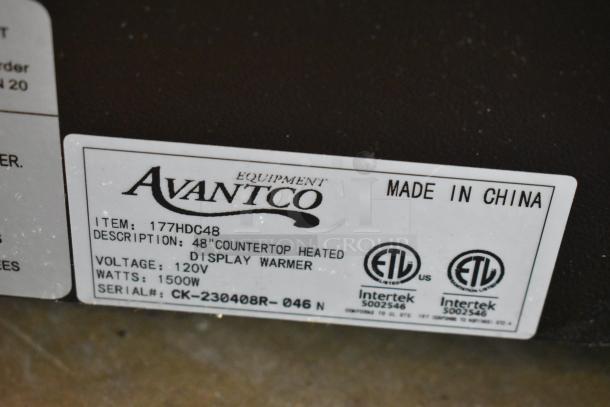 2023 Avantco 177HDC48 metal countertop heated display case, 120V, 1500W, ETL listed, made in China, excellent condition.