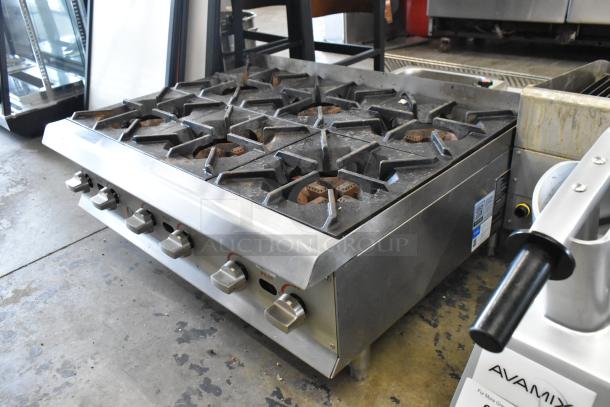 2023 Cooking Performance Group 351RCPG36NL stainless steel 6-burner commercial gas range, 132,000 BTU, in good condition.