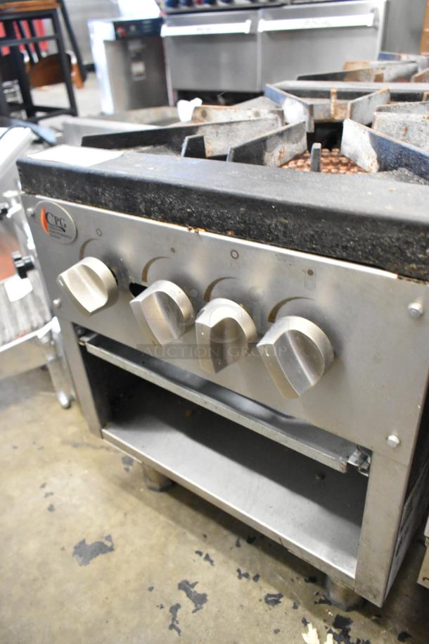Cooking Performance Group CPG 351CPGDSPRN stainless steel commercial 2 burner natural gas range, 160,000 BTU.