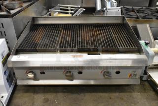 2022 Cooking Performance Group CPG 351CLNG36NL stainless steel charbroiler grill, natural gas, 120,000 BTU, used condition.