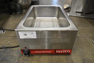 Avantco 177W50 stainless steel commercial countertop food warmer, 120 volts, 1 phase, temperature dial, auction tag.