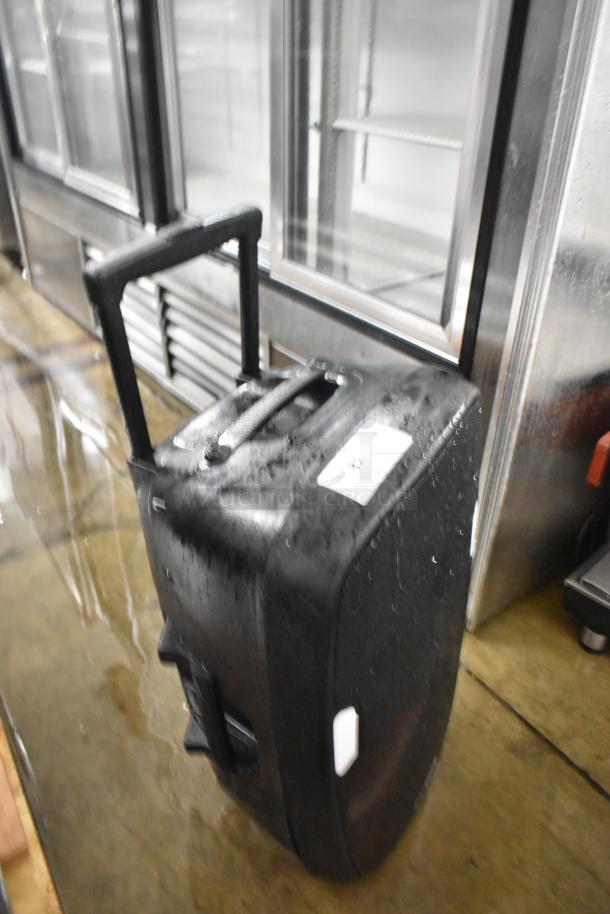 Altec Lansing IMT7002-BLK-FR trolley speaker, black, handle extended, in good condition.