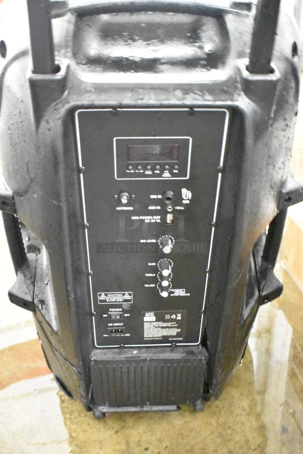 Altec Lansing IMT7002-BLK-FR trolley speaker, black, controls and input panel visible, good condition.