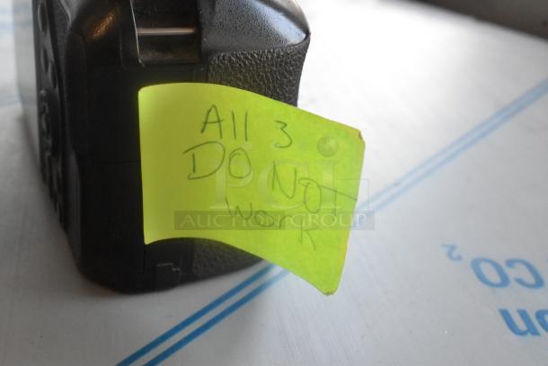 Non-functional Nikon D3500 camera with note "All 3 DO NOT work," includes three camera bodies and one 18-55mm lens.