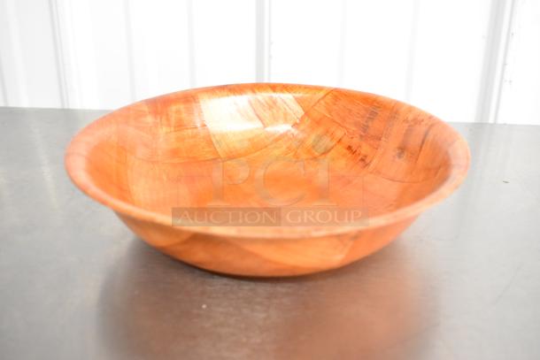8" Choice woven wood salad bowl, scratch and dent condition, natural wood grain, 100 pieces available.