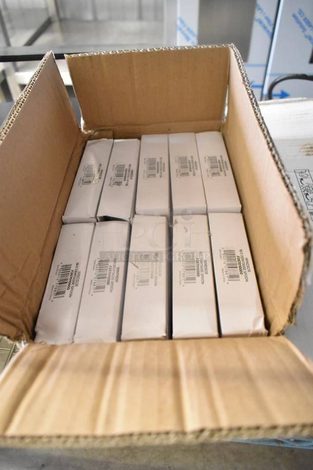 Box of new Choice Windsor demitasse spoons, 4 11/16", 18/0 stainless steel, 12/case, visible barcode labels.