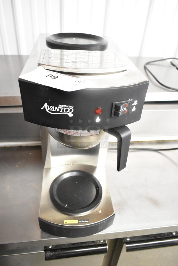 Brand new Avantco 177C10 commercial coffee maker, 12-cup, with 2 warmers. Scratch and dent model, 120V, 1 phase.