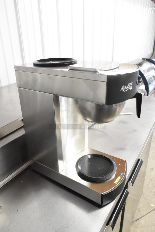 Brand new Avantco 177C10 12-cup pourover coffee maker with 2 warmers, slight scratches, 120V, commercial use.