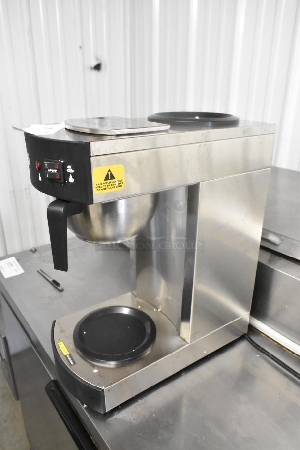 Avantco 177C10 12 Cup Pourover Commercial Coffee Maker with 2 warmers. New, scratch and dent condition. 120V, 1 Phase.