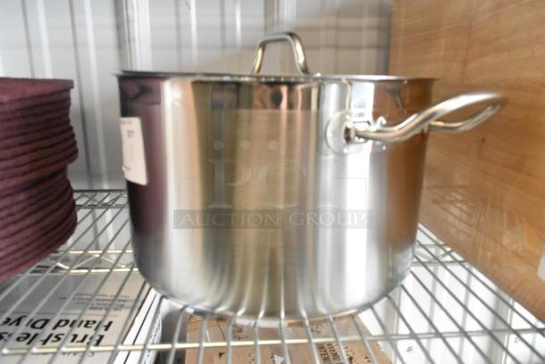 Brand new Vigor 473SSPOT12 12 Qt. Stock Pot, stainless steel, aluminum-clad, with cover, scratch and dent condition.