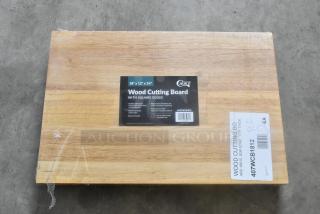 BRAND NEW Choice 407WCB1812 wood cutting board, 18" x 12" x 1.75", squared edges, minor scratches, intact packaging.