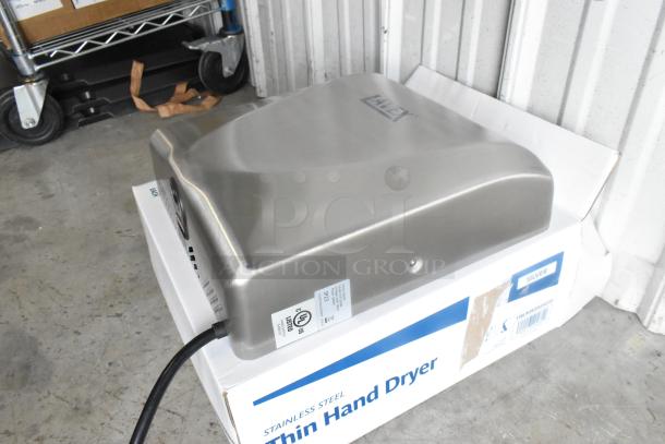 Lavex Satin Stainless Steel Automatic Hand Dryer with HEPA, ADA compliant, 110/120V, 1,000W, new, UL certified.