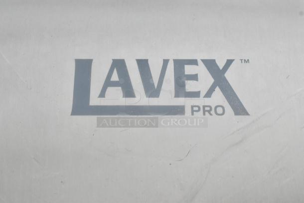 Lavex Pro logo on satin stainless steel automatic hand dryer, new, with HEPA filtration, model 158LAVPHDS.