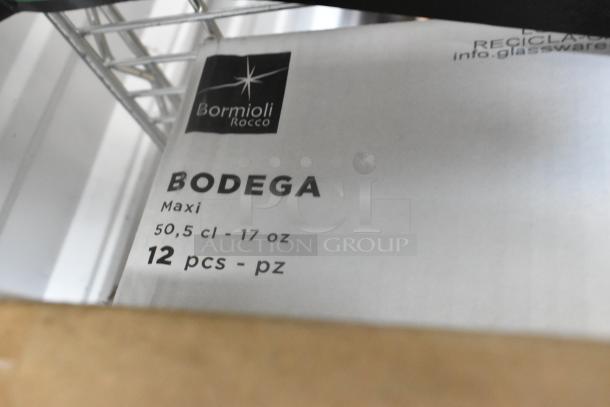 Bormioli Rocco Bodega Maxi Tumbler, 17.25 oz, 12 pieces per case, visible box label marking product details.