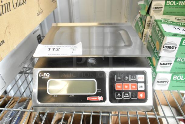 Brand new Torrey L-EQ 10/20 digital scale, 20 lb capacity, scratch and dent, legal for trade, model 166LEQ1020.