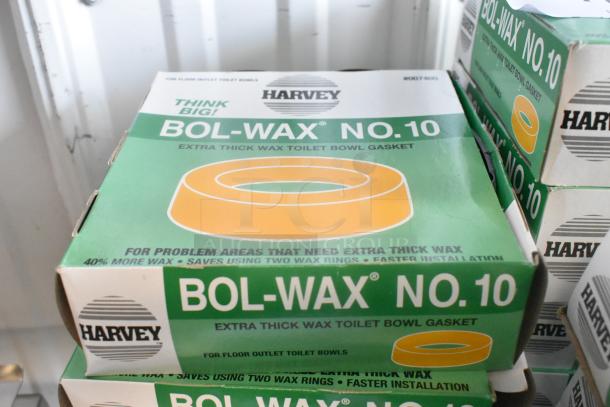 7 brand new Harvey by Oatey 007400 Bol-Wax No.10 extra thick wax gaskets for 3"/4" toilet bowls. Box shows minor scratches.