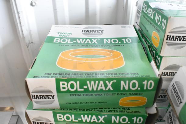8 new Harvey Bol-Wax No. 10 gaskets. Extra thick wax for 3"/4" outlets. Minor scratches/dents on boxes. Model #007400.