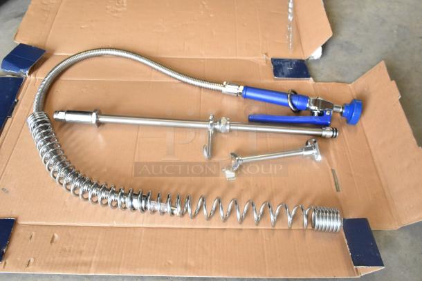 BRAND NEW 750PRAXF Waterloo 1.15 GPM pre-rinse assembly with riser, hose, spray valve; scratch and dent condition.
