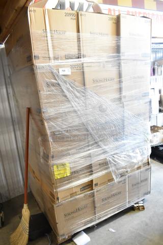 30 boxes of 100 StrongHolder molded fiber 2-cup carriers with food trays. Scratch and dent condition, wrapped on pallet.