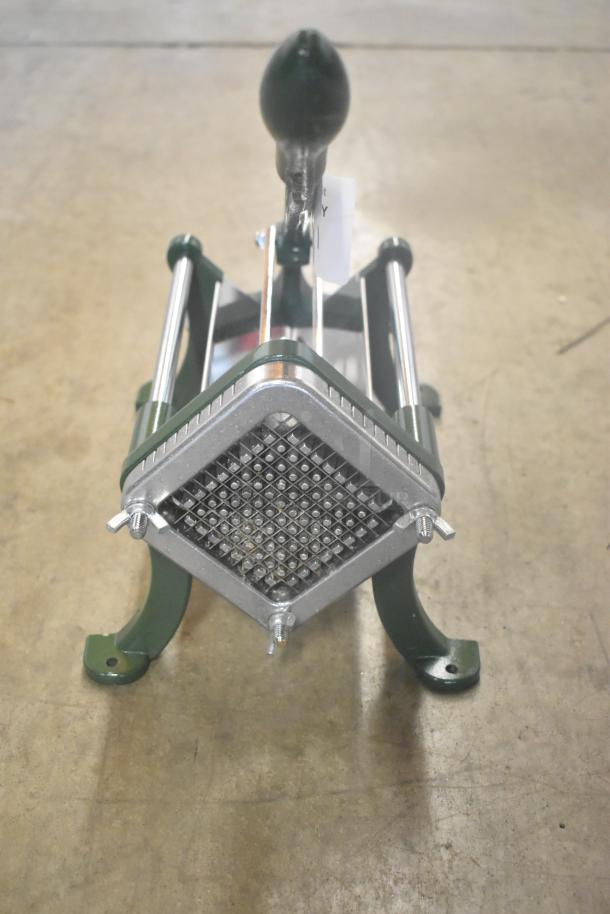 Brand new Garde metal vegetable cutter with minor scratches, featuring sturdy metal construction and grid blades for precise cutting.