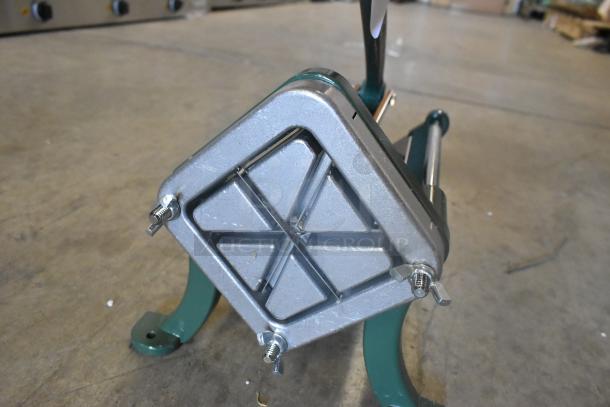 Brand new Garde metal vegetable cutter, scratch and dent condition. Features sturdy metal construction, visible blade grid.