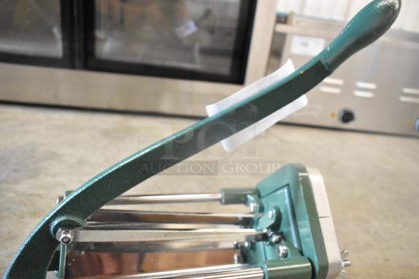 Garde Metal Vegetable Cutter, scratch and dent condition, sturdy metal construction, with lever arm and cutting blades.