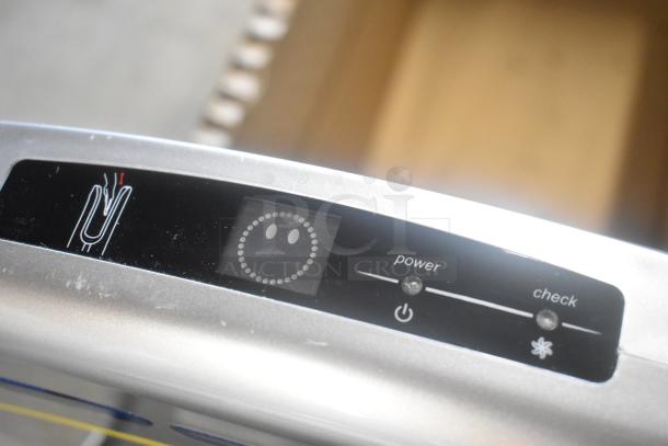Lavex Silver ABS Plastic Automatic Vertical Hand Dryer, HEPA filtration, new condition, 110/120V, power/check indicators.