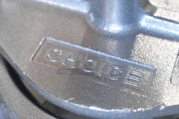 BRAND NEW Choice 40710WDG fruit/vegetable cutter, 10 sections, close-up of logo, scratch and dent condition.