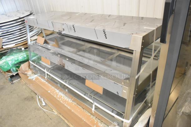 BRAND NEW Hatco GRHD-4PD Glo-Ray Merchandiser, stainless steel, dual shelf, 58 1/2", 120/208V, 1 Phase, scratch and dent condition.