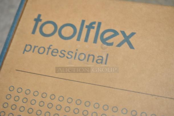 Box labeled "toolflex professional," containing a brand new scratch and dent Toolflex P-01 tool storage unit.
