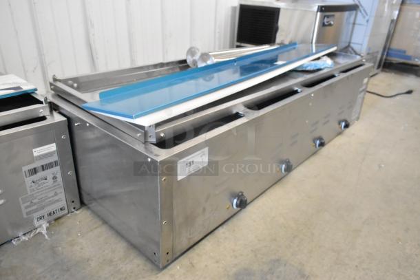 Brand new Avantco 177STE4SA stainless steel four pan open well steam table with undershelf, 120V, 1 phase, minor scratches.