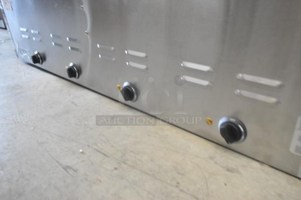 Brand new Avantco 177STE4SA stainless steel steam table with four pan capacity and undershelf. 120 volts, 1 phase.